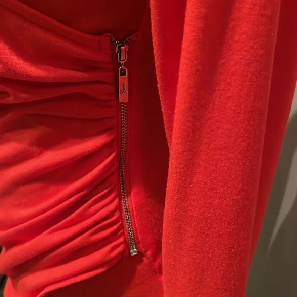 GUESS Orange Long Sleeve Wrap Top with Side Zipper. Size Small - Picture 5 of 15